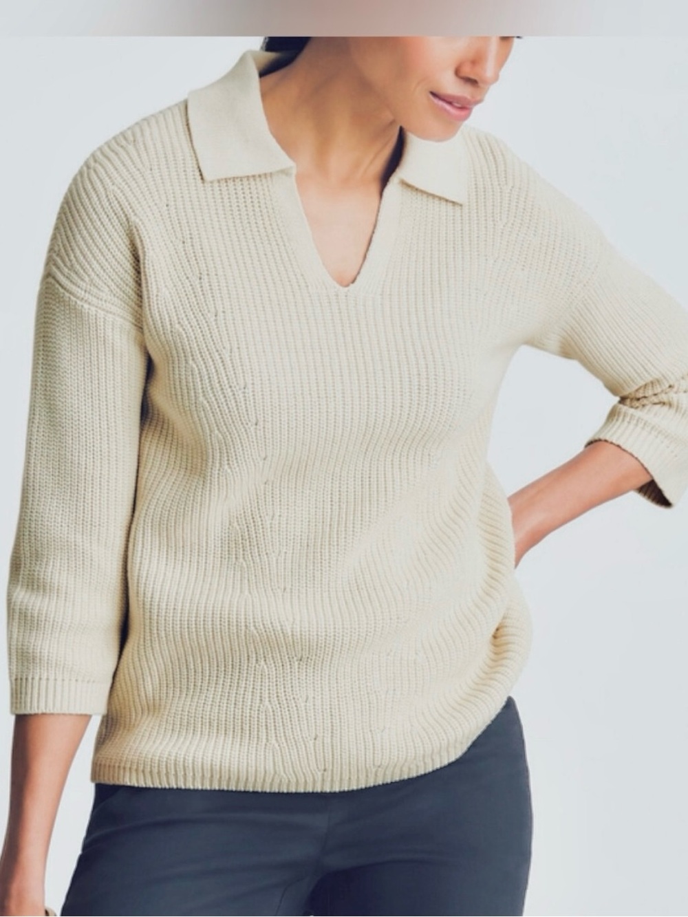 J Jill size S V-Neck Knit Sweater 3/4 sl NWT